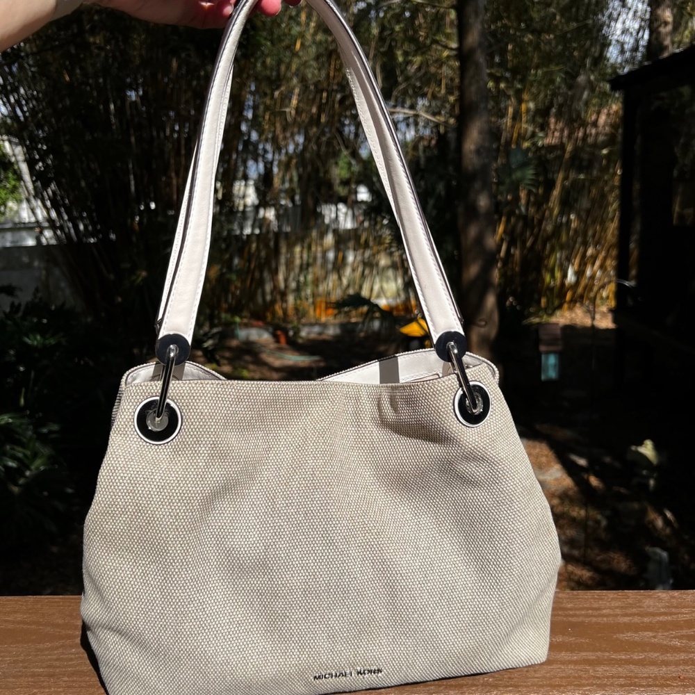 Michael Kors Canvas and Leather Raven Handbag